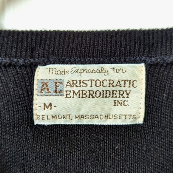 Aristocratic Embroidery 80's Vintage Classic Jack Daniels V-neck Sweater Black M - Picture 4 of 11